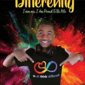 A young boy is wearing headphones and holding his shirt.