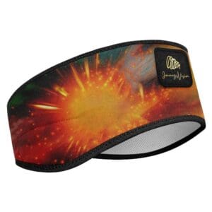 A headband with an image of a fire