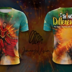 A t-shirt with an image of a person in flames.