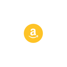 An image of a yellow circle with the amazon logo
