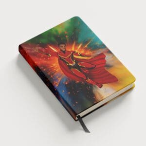 A book with an image of thor on it.